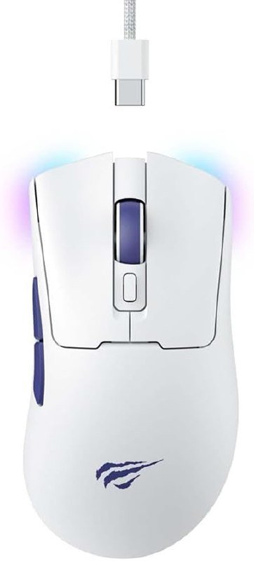 Havit Mouse Gamer Quad-Mode MS966WB White, Sem Fio e Com Fio, USB, Bluetooth, Wireless 2.4GHz 🖱️🎮