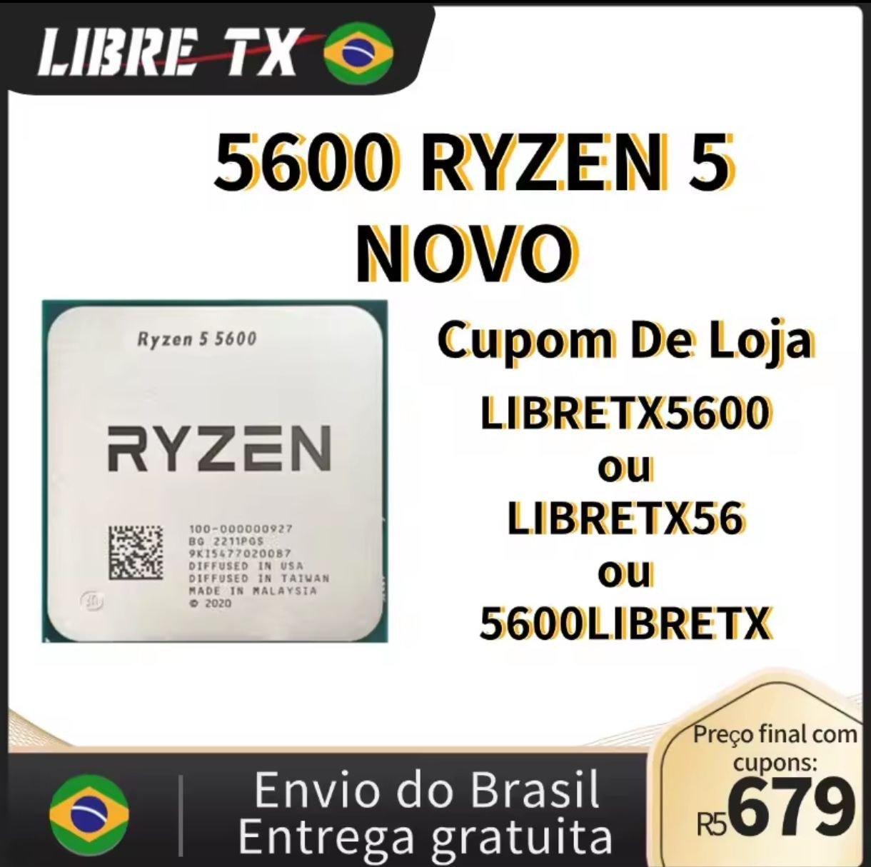Ryzen 5 5600 Novo DDR4 AM4 PROCESSADOR AMD R5 🖥️🔥