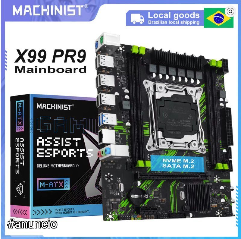 CPU MACHINIST X99 PR9 Suporte a placa-mãe LGA2011-3, Intel Xeon E5 2650 2666 2670 v3/V4 e memória DDR4 RAM NVME M.2 SATA M-ATX 🖥️