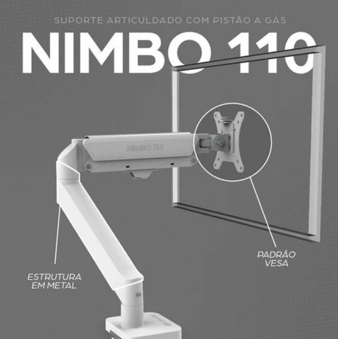Suporte Articulado Para Monitor Zinnia Nimbo 110, 13 Pol. a 32 Pol., Branco, ZNO-ZNNBO110-WH01 🖥️