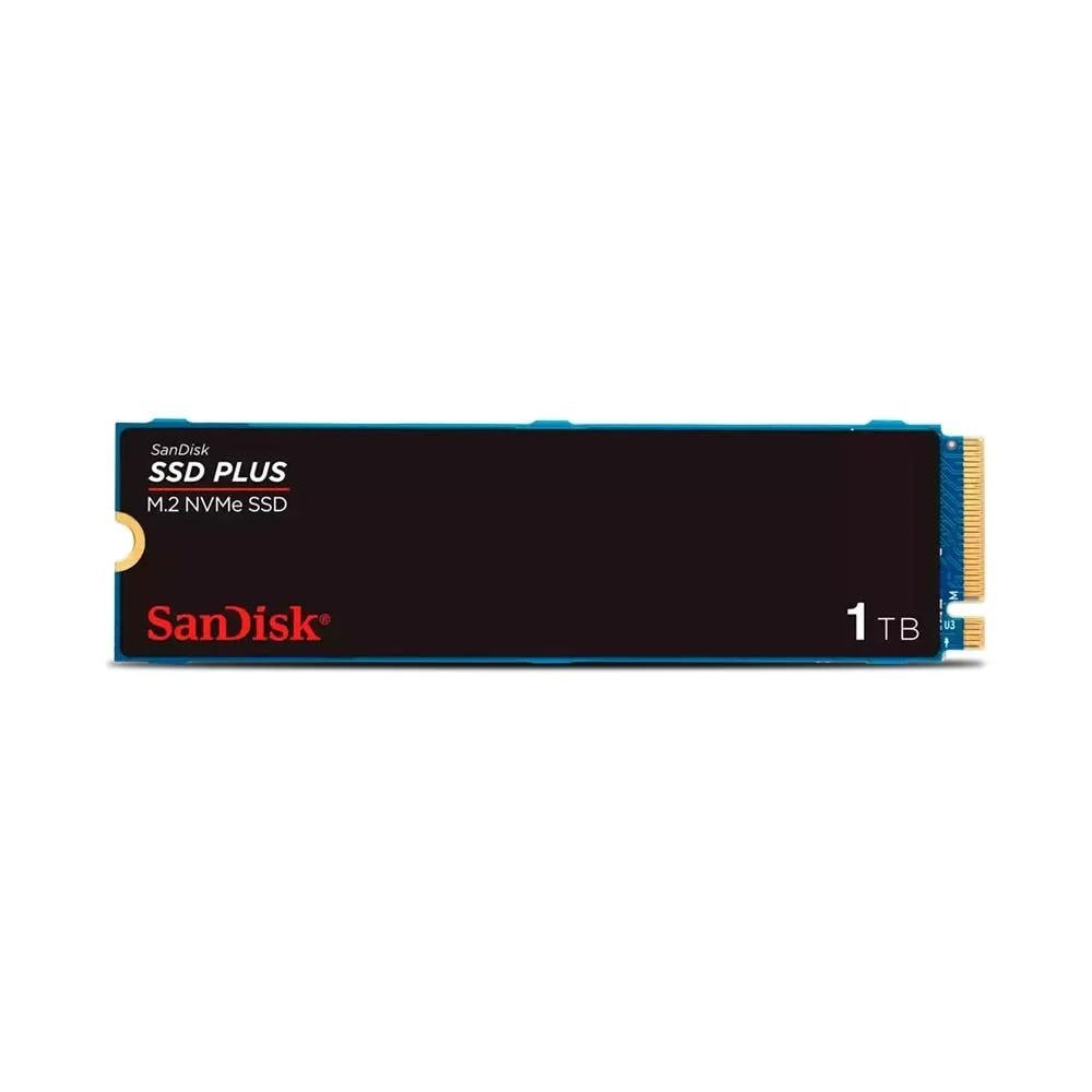 SSD SanDisk Plus NVMe 1TB M.2 PCle Gen3 Leitura 3.200 e Gravação acima de 3.200 Preto - SDSSDA3N-1T00-G26 🛒