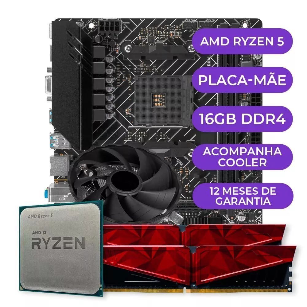 Kit Upgrade Gamer, AMD Ryzen 5 3400G + Placa Mãe +16GB DDR4 🖥️🎮