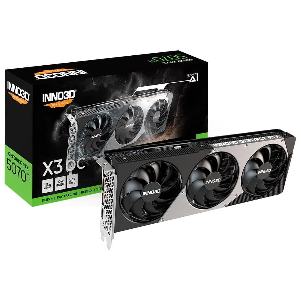 Placa de Vídeo Inno3D RTX 5070 Ti X3 OC NVIDIA Geforce, 16GB, GDDR7, 256bits, DLSS 4 🖥️🕹️