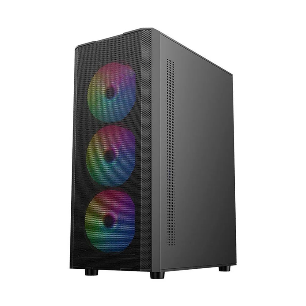 Gabinete Liketec Hurricane, Frontal Mesh, Mid Tower, Lateral em Vidro, 3x Fan Rainbow LC-AT-HURRICANE-3FR 🖥️🛒