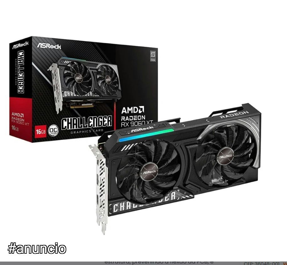 Placa de Vídeo ASRock RX 9060 XT CL 16GO AMD Radeon, 16GB, GDDR6, 128bits, OpenGL 4.6, RDNA 4 - RX9060XT CL 16GO 🖥️🎮