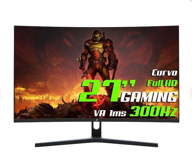 Monitor Gamer SuperFrame Precision, 27 Pol, Curvo, Full HD, 1ms, 300Hz, FreeSync, HDMI/DP, Preto, SFPCB-27300-FHD ✨🖥️🎮