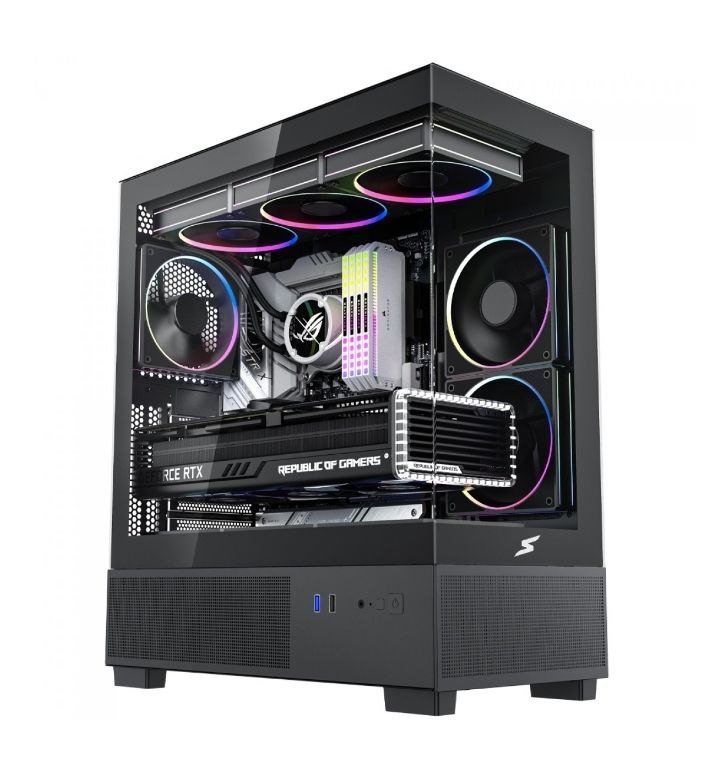 Gabinete Superframe Nebula Mid Tower – Vidro Temperado + 3 Fans ARGB – Preto ✨🖥️
