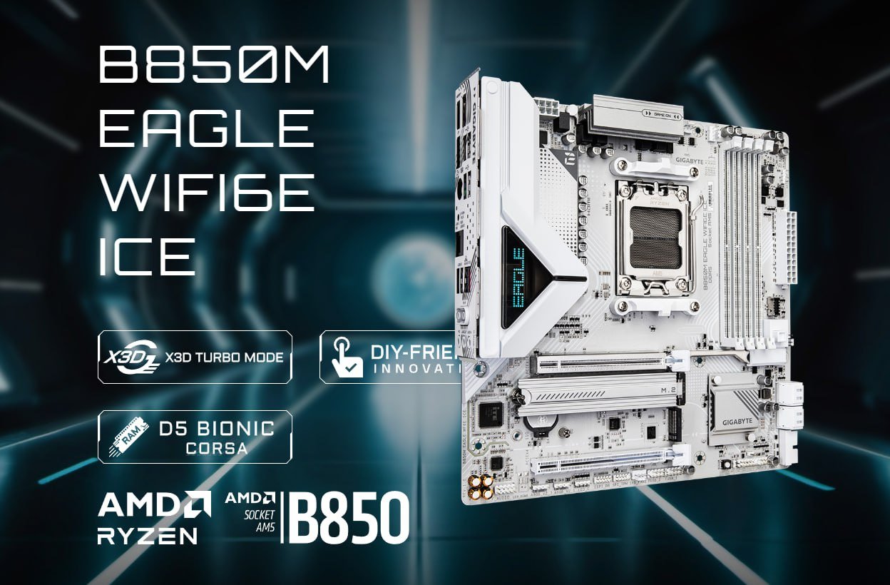 Placa Mãe Gigabyte B850M Eagle Wifi 6E ICE AMD AM5 DDR5 PCIe 5.0 USB 3.2 Gen 2 🖥️🔌