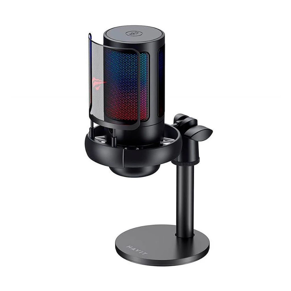 Microfone Gamer Condensador USB Havit GK50 RGB Preto 🎙️🖥️