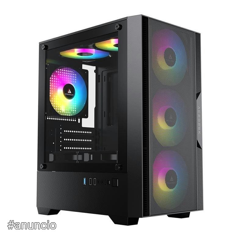 Gabinete Gamer Acegeek Stratus Mesh, Mid-Tower, Lateral de Vidro, Preto, AG-STRATUS-MESH-BK 🖥️🎮