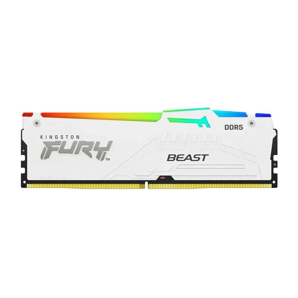Memória RAM Kingston Fury Beast, RGB, 16GB, 5600MHz, DDR5, CL36, Branco 💻✨