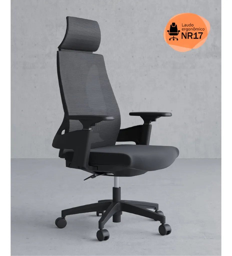 Cadeira De Escritório Rivatti Presidente NR17 Ergonômica Premium Toledo Cor Preto 🪑
