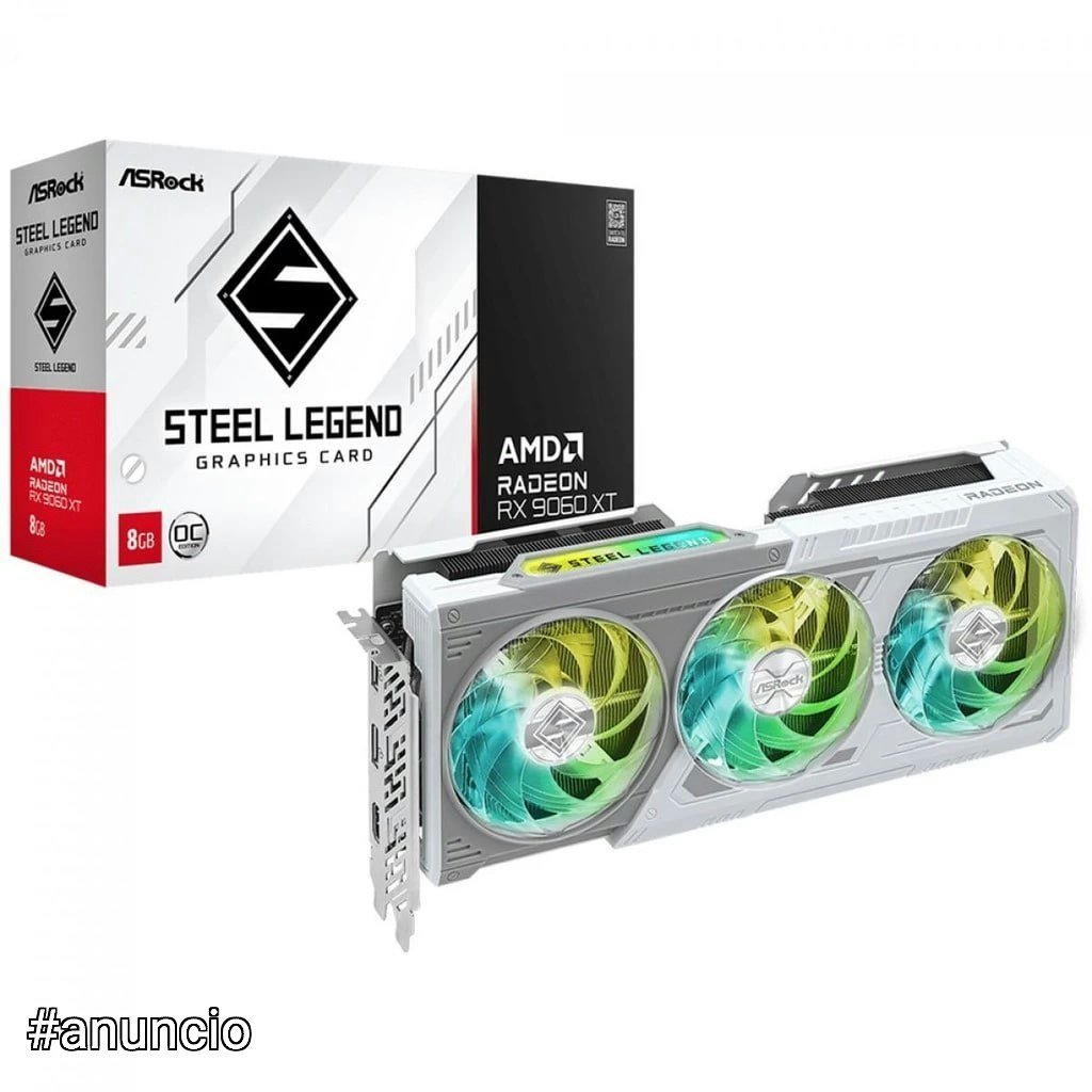 Placa de Vídeo ASRock AMD Radeon RX 9060 XT Steel Legend OC, 8GB, GDDR6, FSR, Ray Tracing, White 🖥️🎮