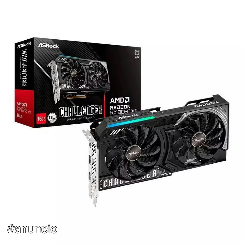 Placa de Vídeo AsRock Radeon RX 9060 XT Challenger OC, 16GB, GDDR6, 128-bit, 90-GA5QZZ-00UANF 🛒🎮