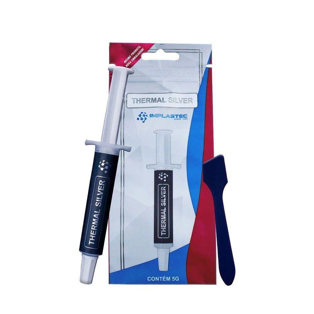 Pasta Térmica Thermal Silver Seringa 5G Prata Implastec 🛒💻