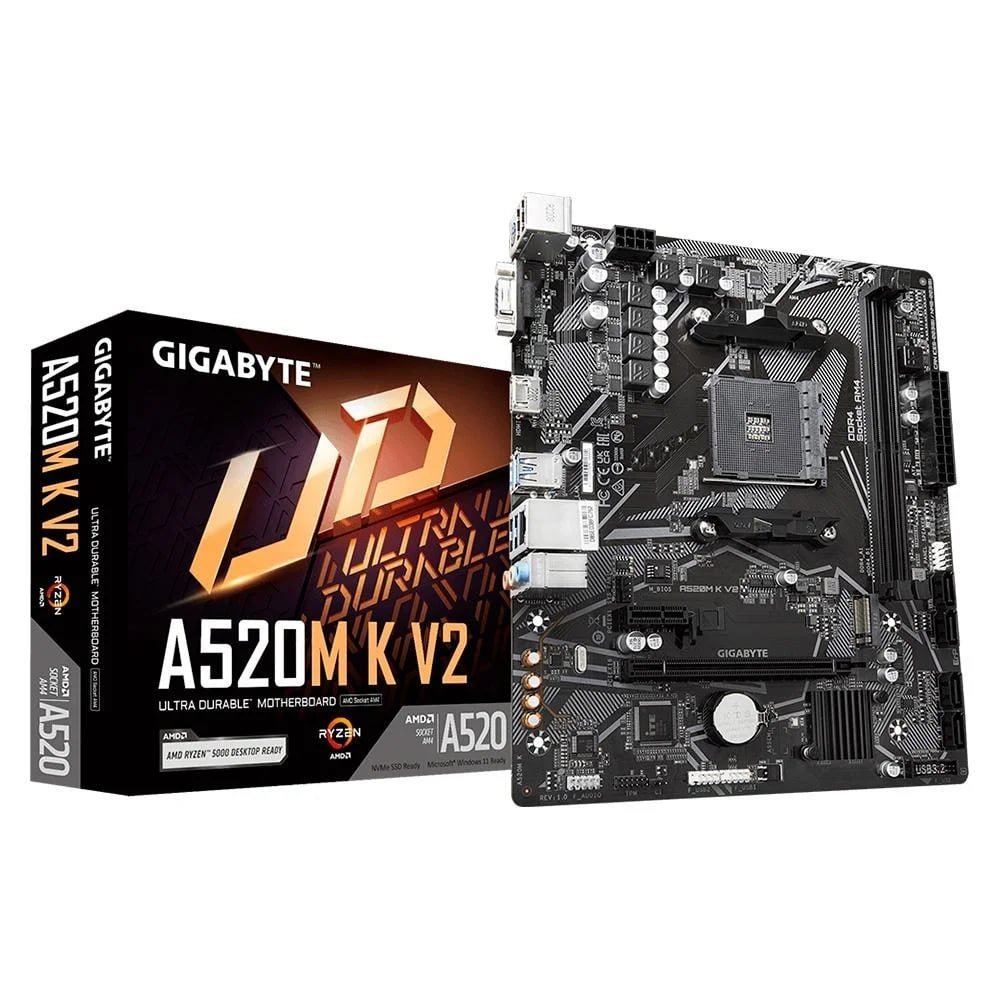 Placa-Mãe Gigabyte A520M K V2 Rev. 1.0, AMD, Micro ATX, DDR4, Preto A520M K V2 🖥️🛒