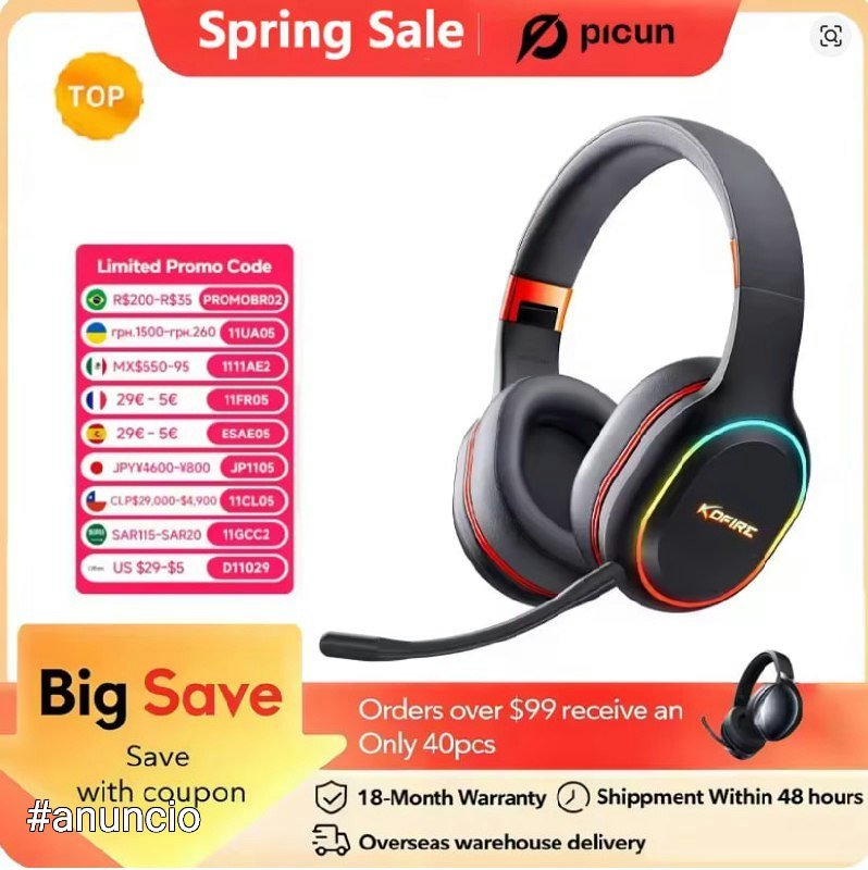 Fones de ouvido para jogos Kofire UG-05 Fone sem fio 2.4G BT5.0 com microfone RGB Vibração de luz Bluetooth Fone de ouvido para PS4 PS5 PC Switch 🎧🎮