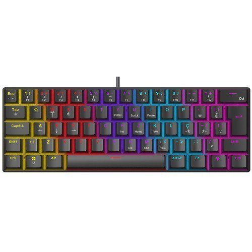 Teclado Mecânico Gamer Ninja Leap 60 Switch Blue Rainbow ABNT2 Preto GN KB LPBL60BBUAB ⌨️🎮