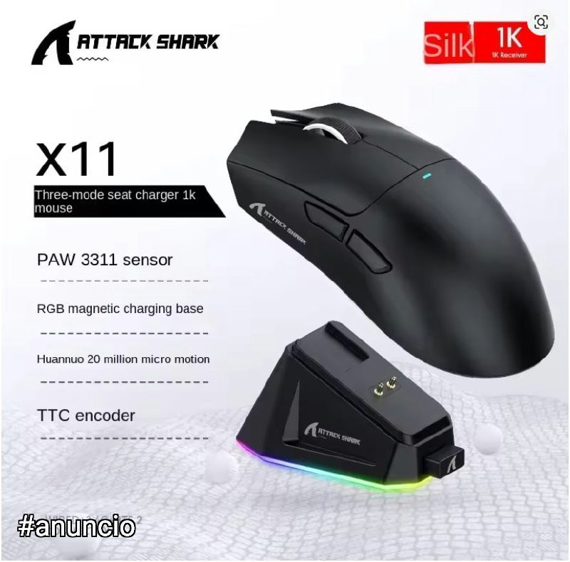 Mouse Sem Fio Attack Shark X11 🖱️🎮