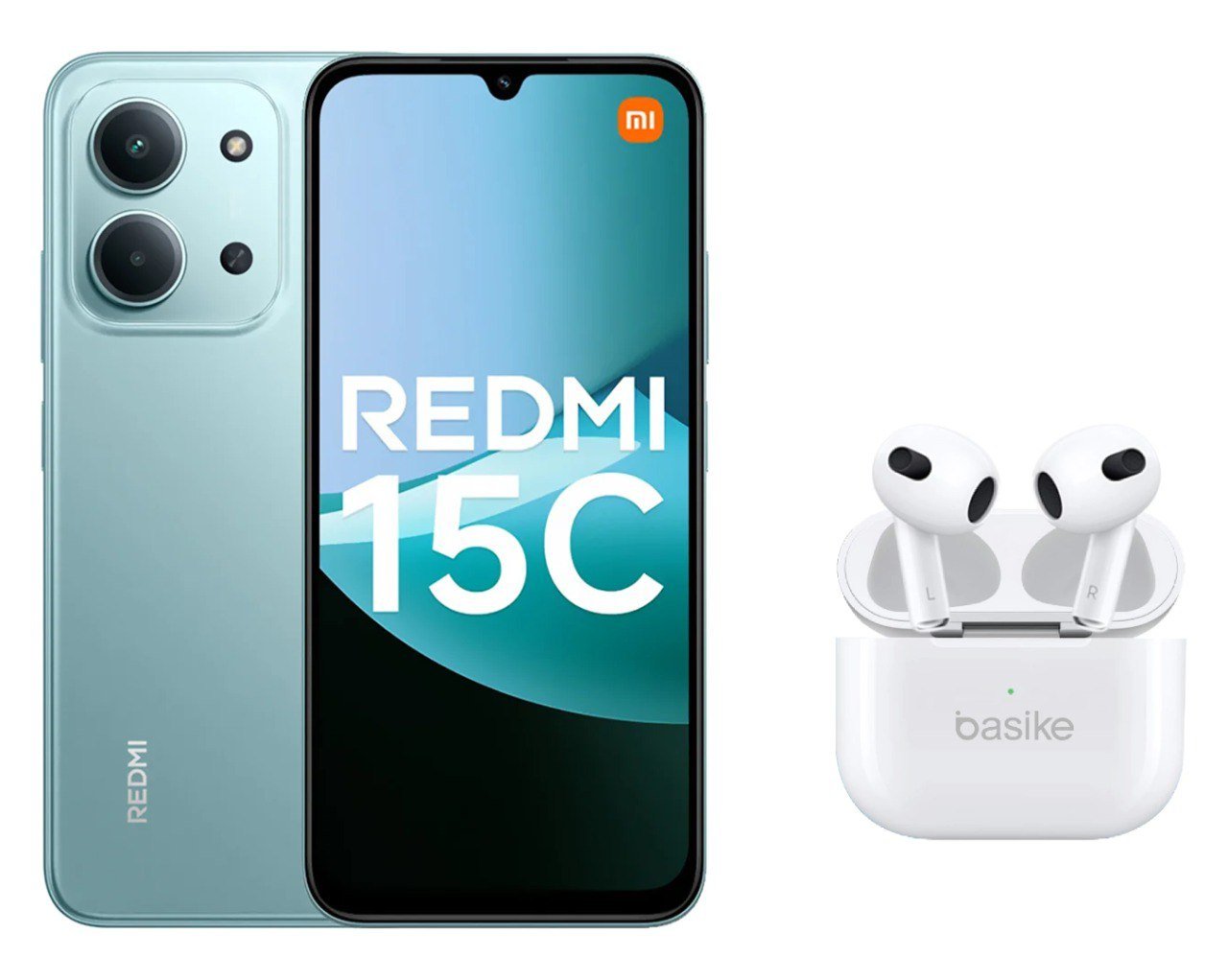 Smartphone Xiaomi Redmi 15C 8/256GB 120Hz MediaTek Helio G81-Ultra 6000mAh Verde + Fone De Ouvido TWS Basike Pro 4 🛒🎧