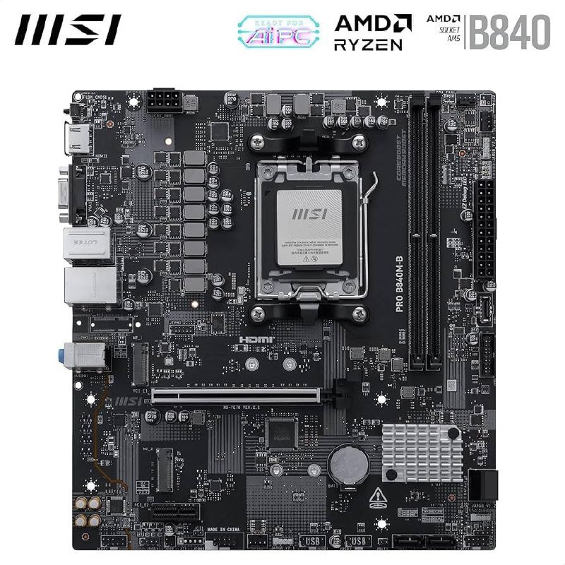 Placa‑Mãe MSI PRO B840M‑B AM5 DDR5 – Compatível com AMD Ryzen™ 9000/8000/7000 🛒💻