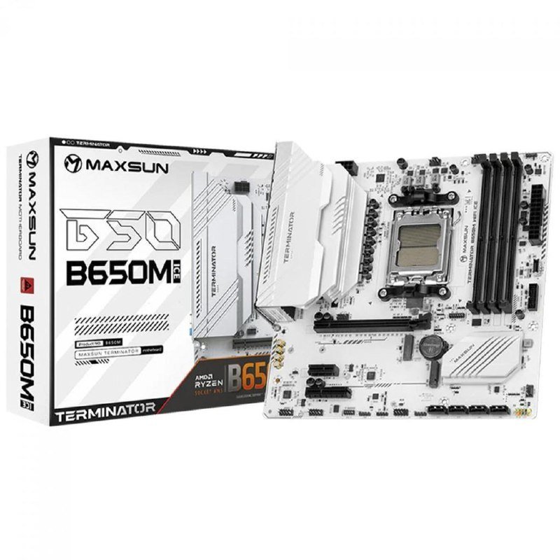 Placa Mãe Maxsun Terminator B650M WiFi ICE, Chipset B650, AMD AM5, mATX, DDR5 🛒💻