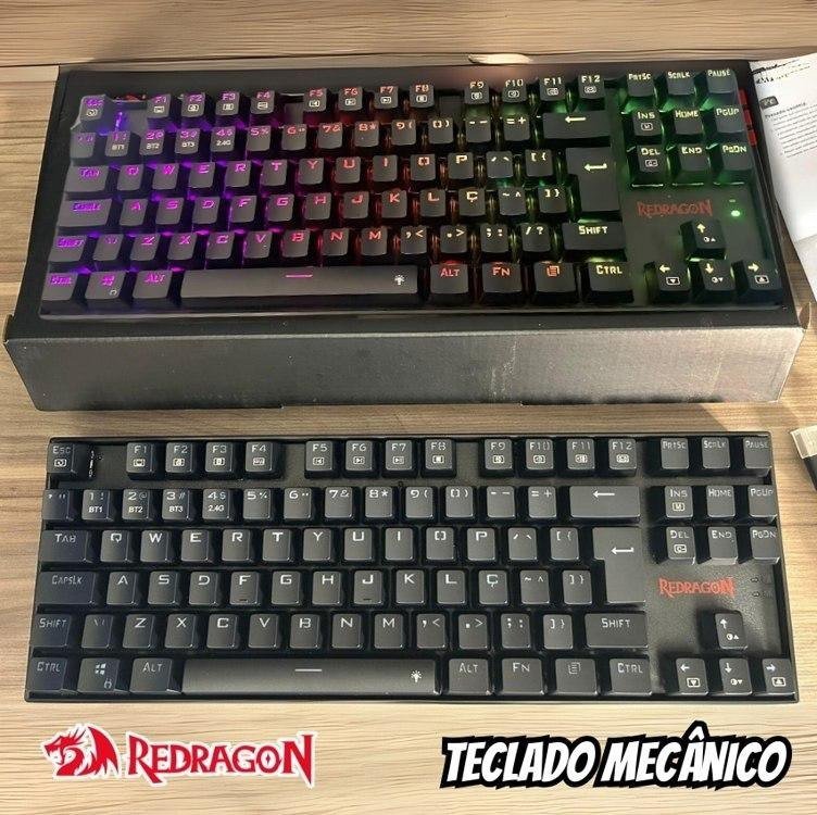 Teclado Magnético Gamer Redragon Kumara PRO K552RGB USB RGB Preto Switch Marrom ⌨️