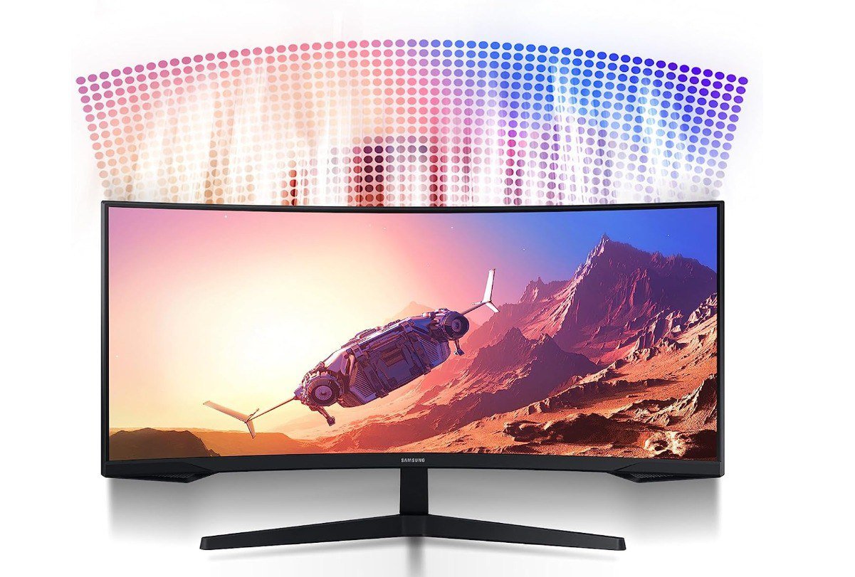 Monitor Gamer Curvo Samsung Odyssey 34’’, Ultra WQHD, 165Hz, 1ms, tela ultrawide, HDMI, Display Port, Freesync Premium, preto, série G5