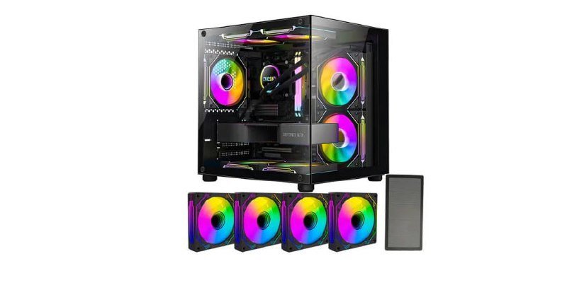 🔥 Gabinete Gamer Hayom Aquário Com 4 Cooler Fan Led Rgb 🔥