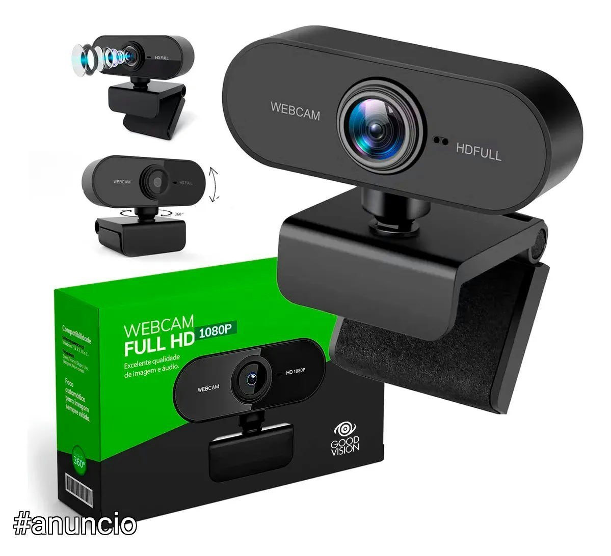 Webcam Camera Full HD Zoom 1080p 360 Graus 🛒