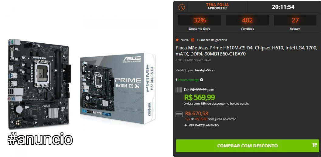 Placa Mãe Asus Prime H610M-CS D4 🛒