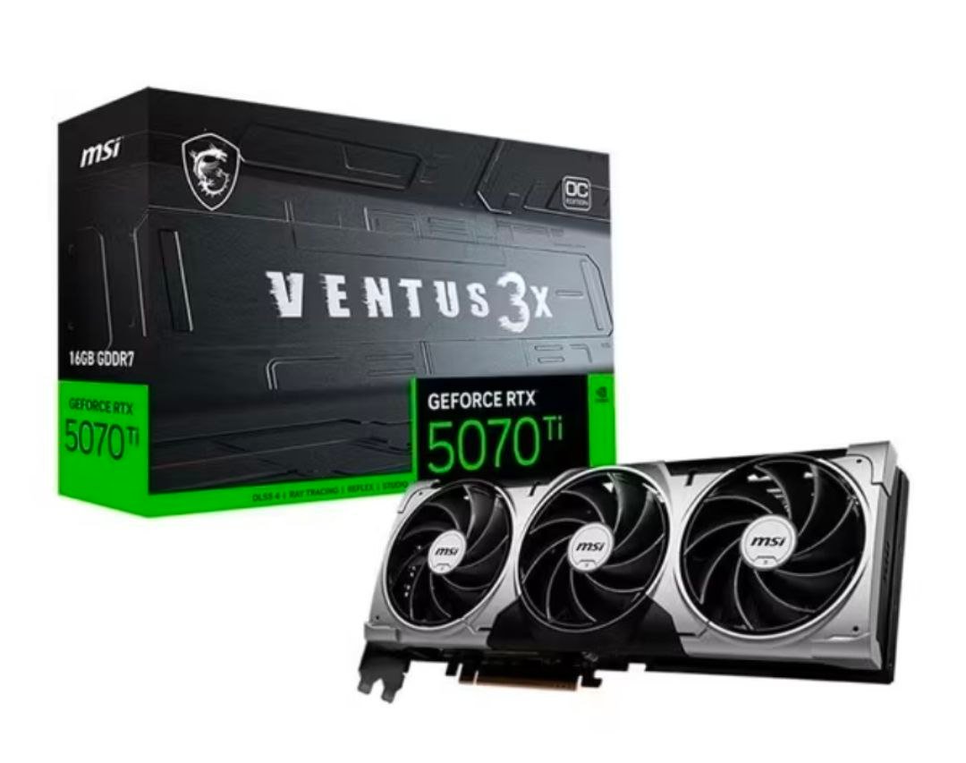 Placa de Vídeo MSI GeForce RTX 5070 Ti Ventus 3X OC 16GB GDDR7 256-bit 🛒