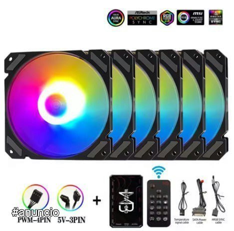Kit 6 Fans Wovibo 120mm ARGB Com Controladora 🛒