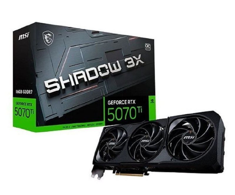 Placa de Vídeo NVIDIA GeForce MSI RTX 5070 Ti 16GB GDDR7 256-Bits Shadow 3X OC 912-V531-097 🛒