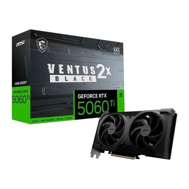 Placa de Vídeo GPU NV RTX5060TI 16GB GDDR7 128BITS VENTUS 2X OC BLACK PLUS MSI 🛒