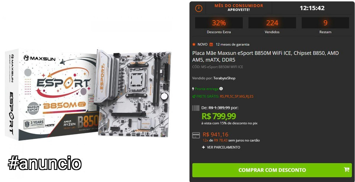 Placa Mãe Maxsun eSport B850M WiFi ICE 🛒