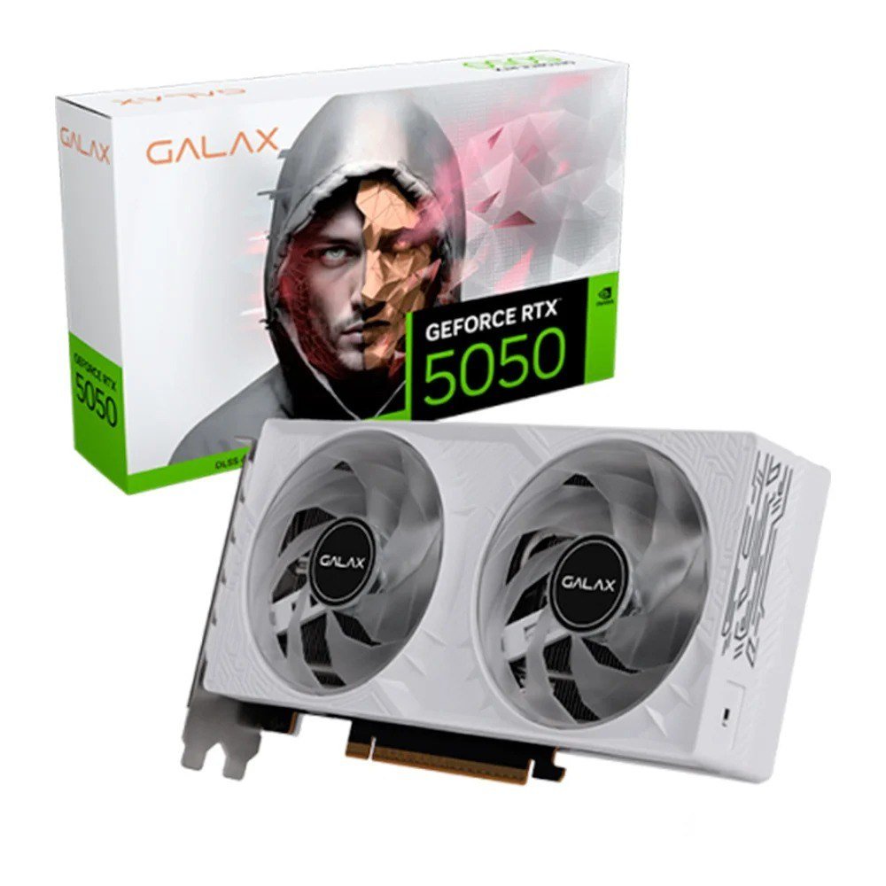 Placa de Vídeo Galax RTX 5050 1-Click OC White NVIDIA Geforce, 8GB, GDDR6, 2602MHz 🛒