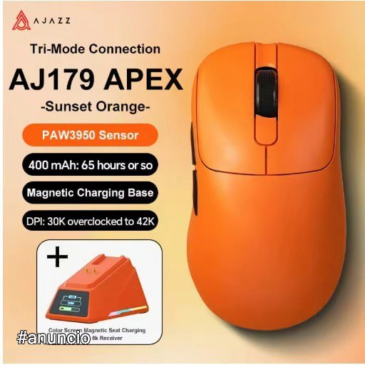 Mouse Gamer Wireless Ajazz AJ179 Apex PAW3950 com Base RGB 🛒