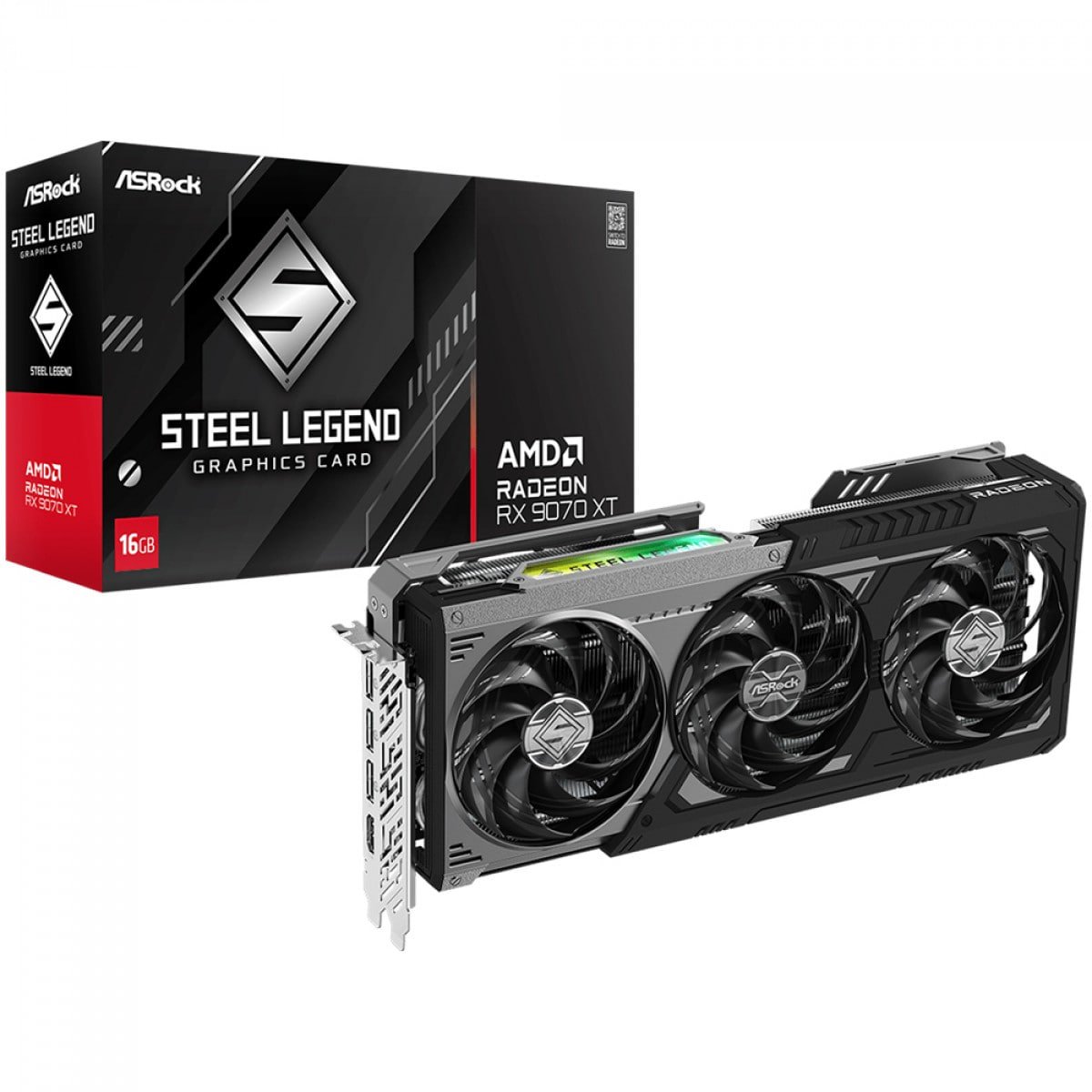 Placa de Vídeo ASRock AMD Radeon RX 9070 XT Steel Legend Dark 16GB GDDR6 🛒
