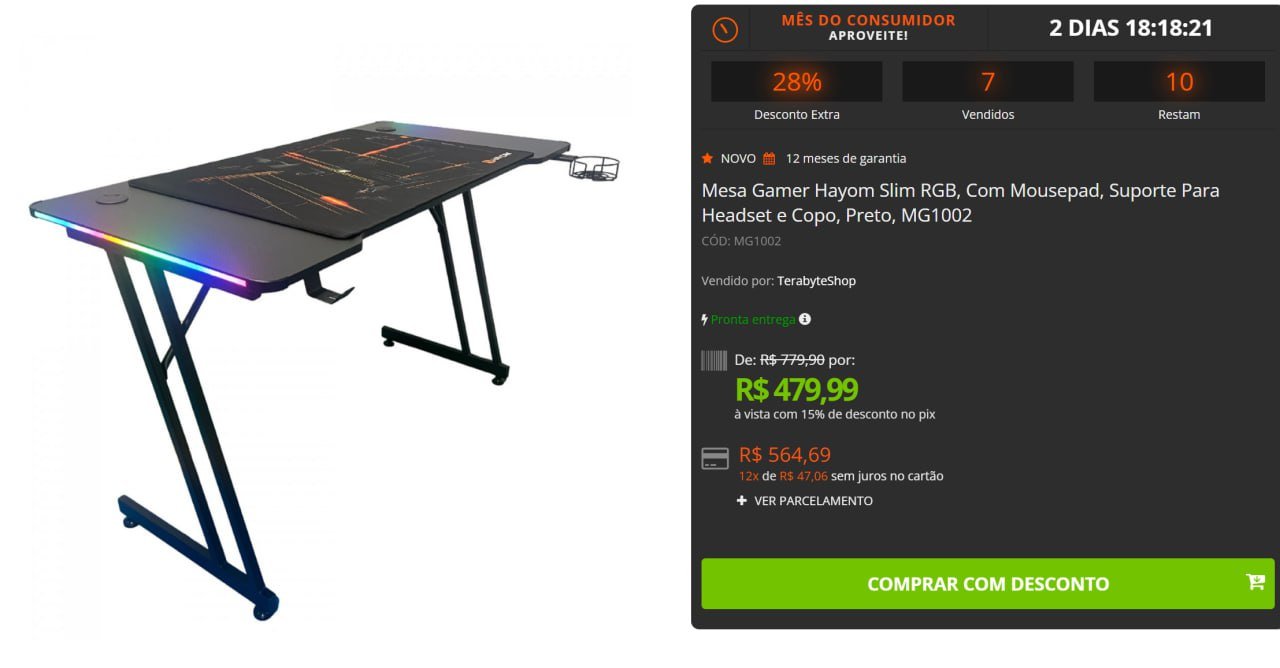 Mesa Gamer Hayom Slim RGB 🛒