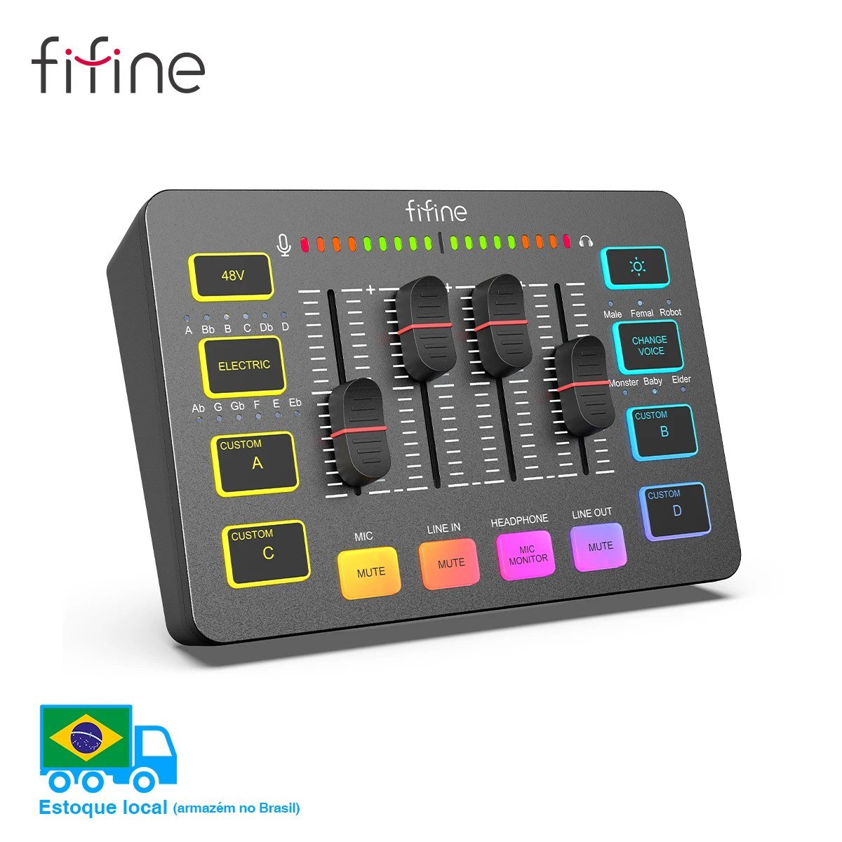 Mesa de som Fifine SC3 FIFINE USB Gaming Mixer With XLR 🛒
