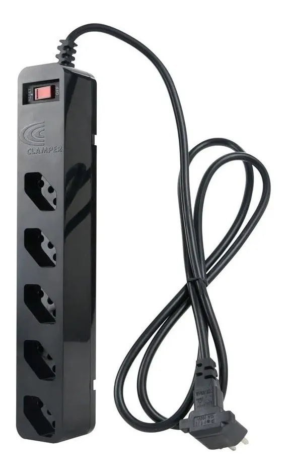 Filtro de Linha com Protetor de Surto DPS iClamper Energia 5 Tomadas 3 Pinos 10 Amperes com Tecnologia LCF Anti Raio Clamper Cor Preto 🛒