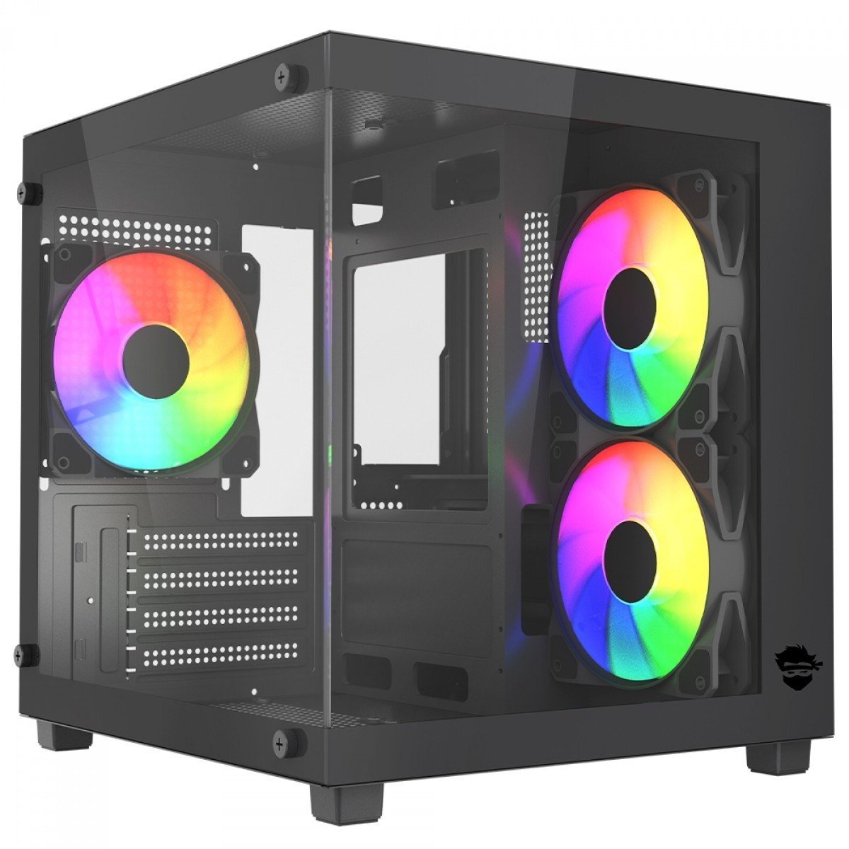 Gabinete Gamer Ninja Ryomaru, Mini Tower, Vidro Temperado, mATX, Sem Fonte, Com 3 Fans Rainbow 🛒
