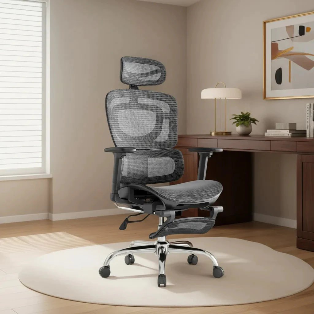 Cadeira Escritório Ergonômica Mônaco BT07/WT07 Luvinco Malha Respirável Lombar Adaptável Apoio Pés 🛒