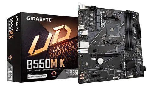 Placa Mãe Gigabyte B550m K Am4 4x Ddr4 2x M.2,4x Sata Usb Preto 🛒