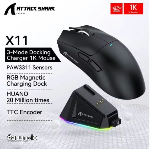 Mouse Gamer Attack Shark X11 SE 3-Modo Sem Fio 22000DPI 🛒