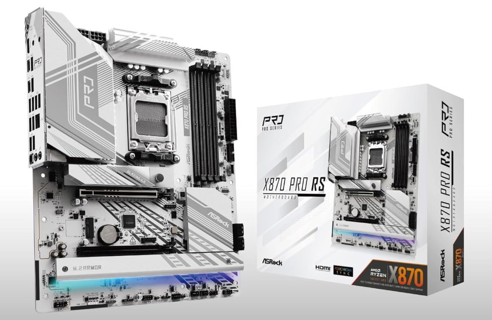 ASRock Placa mãe X870 Pro RS AMD Ryzen Socket AM5 ATX DDR5 DIMMs 8000 MHz 256 GB PCIe Gen5 SATA3 6,0 Gb/s 🛒