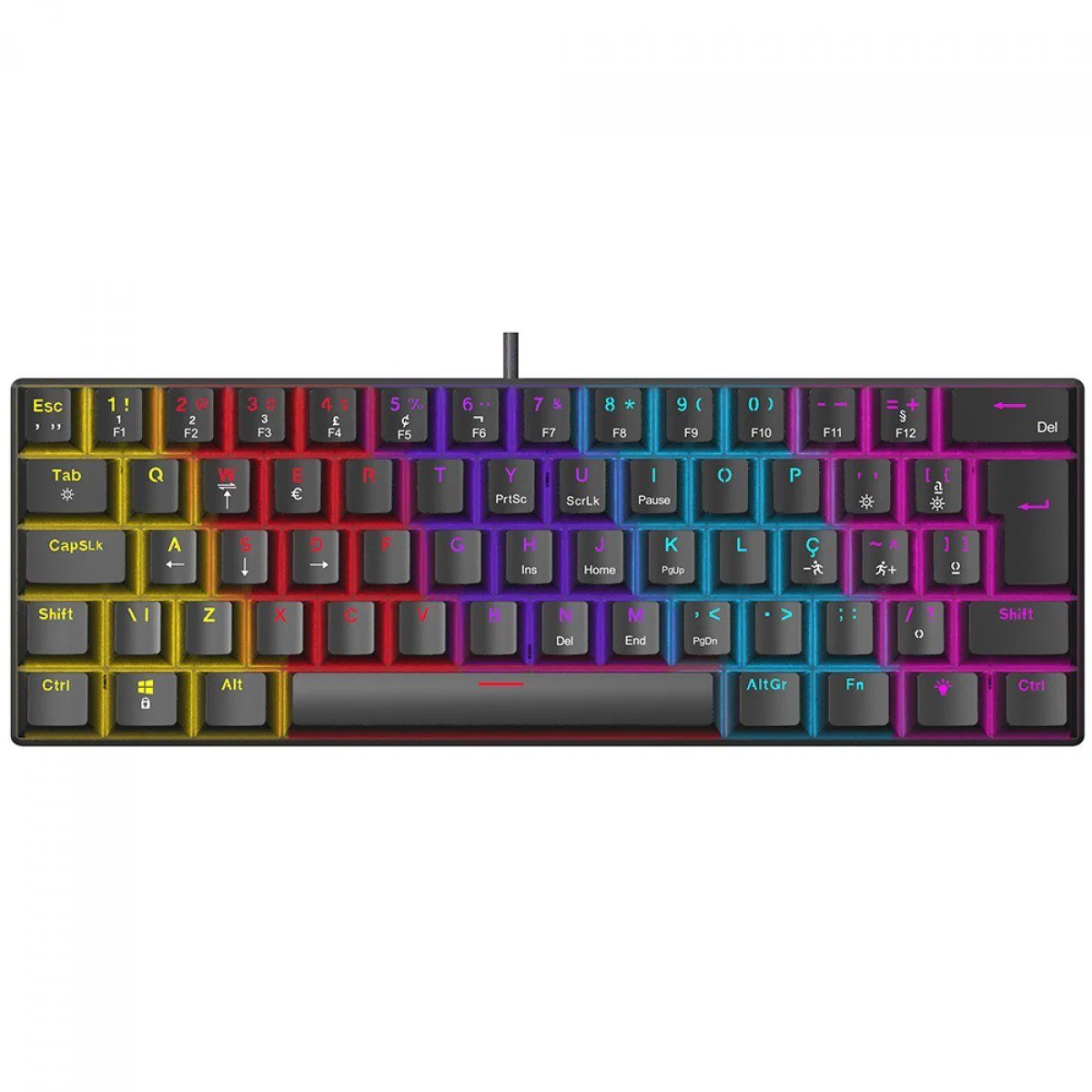 Teclado Mecanico Gamer Ninja Leap 60 Switch Blue Rainbow Abnt2 Preto Gn Kb Lpbl60Bbuab ⌨️