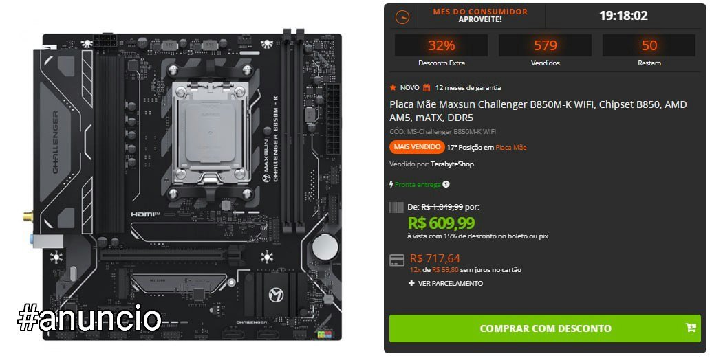 Placa Mãe Maxsun Challenger B850M-K WIFI 🛒