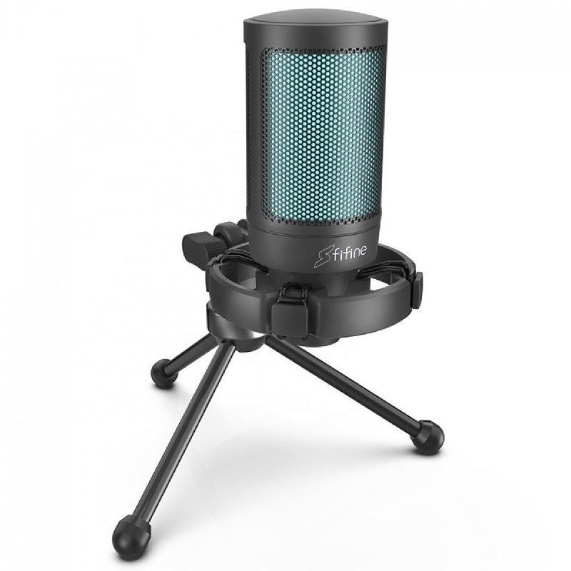 Microfone Gamer Condensador Fifine SuperFrame Edition SFM2, USB, RGB, Black 🎤